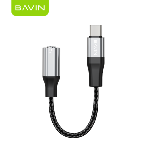 BAVIN AUX30 Earphone Headphone Adapter w/ Female Type-C to 3.5mm USB Connector & Audio AUX Cable Nylon Braided for Type-C Phone for Huawei /xiaomi /Sam /etc. Series