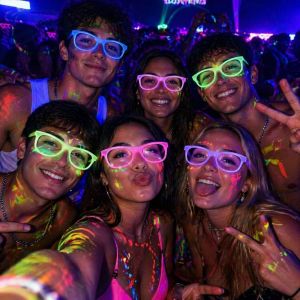 DSIUY 5/10Pcs Creative Luminous Glasses Glow in The Dark Colorful Glowing Glasses Funny Novelty Light Up Glasses Birthday Party Supplies
