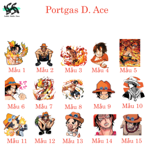 One Piece - Set 10/15 Sticker Ace / Portgas D. Ace anime/manga One Piece dán trang trí điện thoại laptop siêu đẹp chống nước chống xước