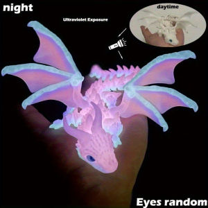 Pasko Gift 3D Printed Large Horn Flying Dragon Fully Articulated Flexible Movable Joint Wing Dragon Toy Kids Holiday Giveaway