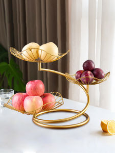 Fypo Nordic Fruit Basket Cake Dessert Stand Rack 3-layer Snack Bread Plate Tray Luxury Gold/Black Food Holder Countertop Fruit Rack Desk Display Living Room Decoration Kitchen Organizer