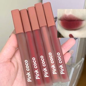 Pink Coco Matte Lip Mud Pink Satin Soft Touch Creamy Moisture Matte Smooth Lipgloss Nude Light Silky Matte Lip Makeup