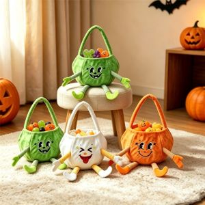 OOC Phim hoạt hình Túi kẹo Halloween Gấp lại với các chi Túi đựng đồ ăn vặt bằng vải mềm Nhẹ Dung lượng lớn Túi quà bí ngô Halloween