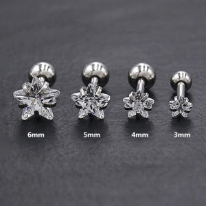 Minwen 316L Stainless Steel Helix Star Earrings Women 1pc Trend Zircon Lobe Rook Cartilage Ear Jewelry Body Accessories
