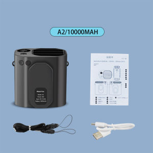Mo Cha พัดลมคาดเอวแบบพกพาพัดลมไฟฟ้าไร้ใบพัด10000/6000MAh ชาร์จ USB พัดลมพวงกุญแจรูปหัวใจมีความเร็วลม3ระดับสำหรับนักเรียนตั้งแคมป์เดินทาง