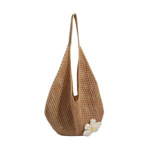 Vintage Crochet Bag Knitted Mesh with Daisy Flower Boho Summer Shoulder Tote Bag Large Capacity Beach Women Handbag