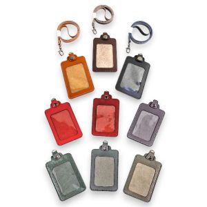 Leather Name Tag/ Lanyard ID Card Holder Satu Slot/ Sisi Kulit Sapi Asli Free Grafir Laser