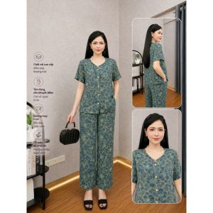 Bộ Trung Niên Nữ Lụa Hàn Châu Họa Tiết Hoa Nổi Thanh Lịch – Sang Trọng