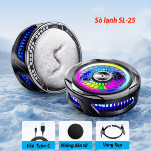 Quạt Tản Nhiệt Điện Thoại Sò Lạnh SL25 Led RGB Gaming Công Suất 15W dóng băng quạt làm mát điện thoại máy tính bảng mẫu mới - Tặng kẹp và bao tay