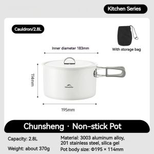 Cooking Set Ceramic Non Stick Naturehike CNK2450CF013 Nesting Alat masak Ultralight Camping Anti Lengket Hiking Panci Penggorengan Kettle