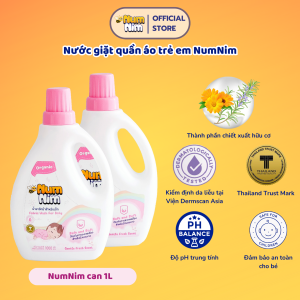 [COMBO 2] Nước giặt quần áo cho bé NumNim Thái Lan thành phần hữu cơ - Safe & Soft (An toàn & Dịu nhẹ) - 1L - Hàng Chính Hãng