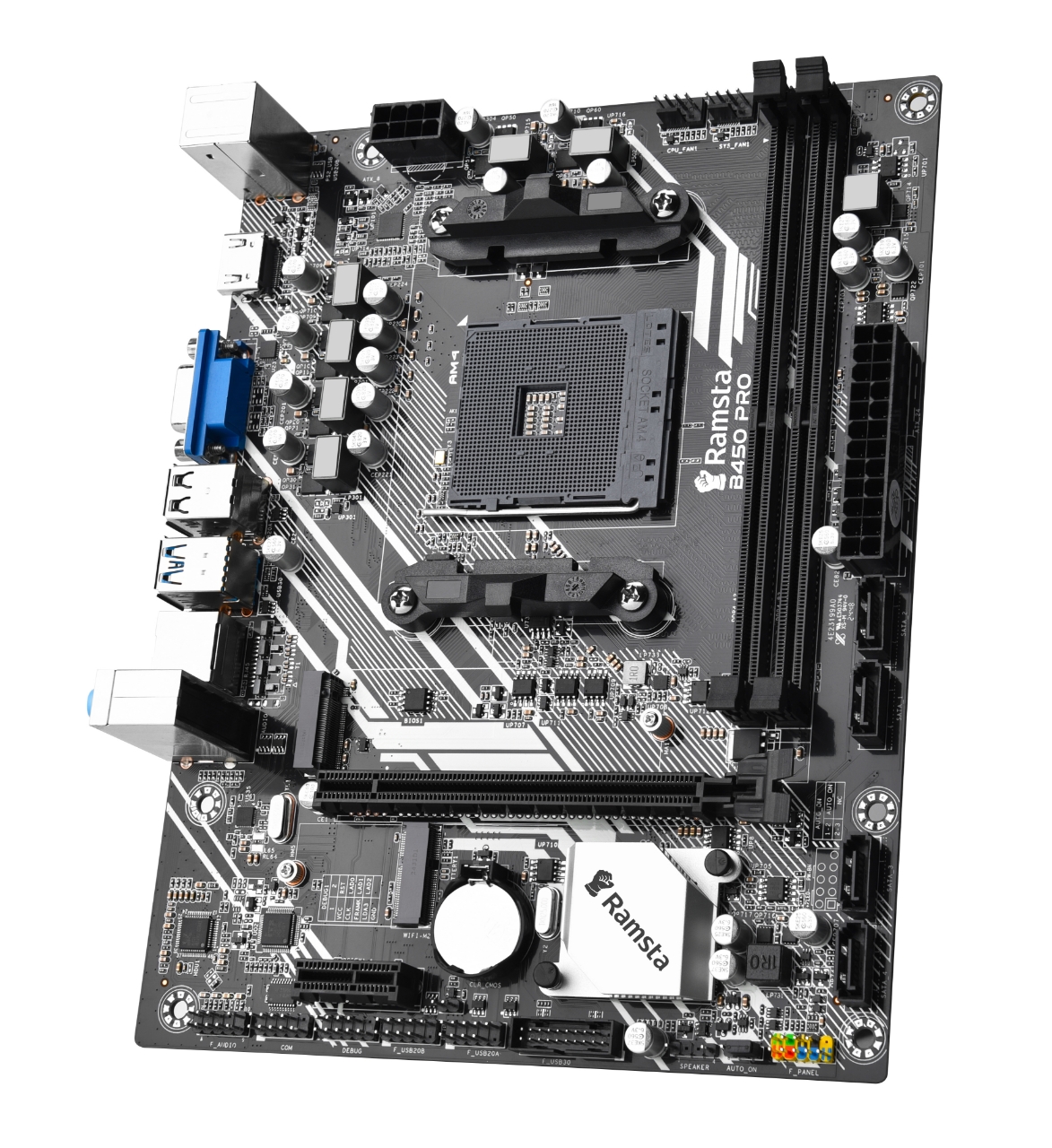 Ramsta B450M ATX Motherboard 8 Pin Support AMD AM4 Socket For AMD Ryzen 3 / Ryzen 5 1000-5000 Series Processor