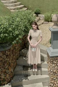 Váy Đầm Nữ Dáng Dài Cổ Điển SOLEIL ROOM Váy Liền Xếp Ly Xòe Thanh Lịch TOCHIE DRESS