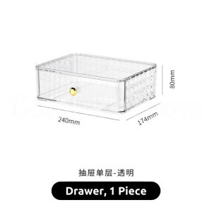 Clear Stackable Makeup Organizer with Drawer Acrylic Storage Drawers Cosmetic Case for Vanity Bathroom Countertop