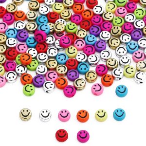 100pcs/Lot 7mm Smiley Beads Round Acrylic Spacer Beads For home living bracelet craft