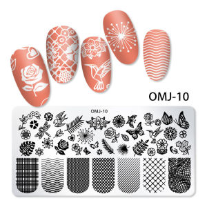 Nail Art Nail Stamping Plates DIY Nail Transfer Plate Stencils Template Manicure Tool (MO-J) 美甲印花模板印章美甲指甲油印花钢板