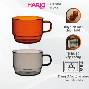 Ly thủy tinh Hario colors stack mug cup HCM-300ml thủy tinh chịu nhiệt cao cấp 2 màu thời thượng