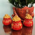 COMBO 3 Hũ Đựng Muối Gạo Tài Lộc Thần Tài May Mắn, Trang Trí Bàn Thờ Chiêu Lộc, Màu Vàng- Đỏ. 