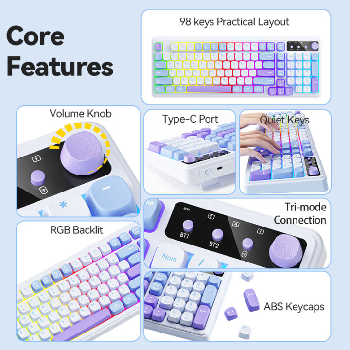 BOW K520 Series Gaming Keyboard Cool RGB Backlight Rechargeable ...