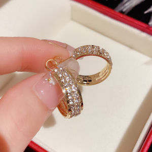 24K Saudi Gold Nasasangla Pawnable Earrings Women Hoop Earrings Geometric Circle Opal Zircon Jewelry Girlfriend Gift Free Pearl Earrings Saudi Tunay Ginto Hypoallergenic Fashion Not Fade Buy 1 Get 1