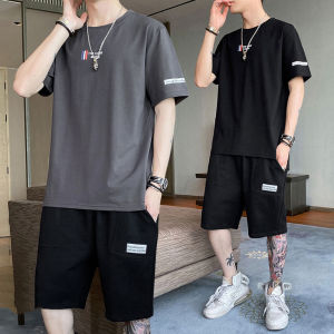[Freeship MAX] Bộ Quần Áo Nam Mùa Hè Họa Tiết Ba Sọc Nhỏ Kiểu Dáng Basic Trẻ Trung Cá Tính Sành Điệu Rich Man MEN QA 098