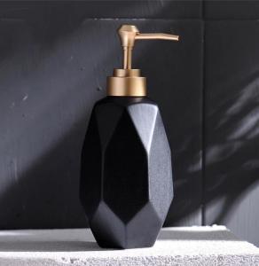 Modern porcelain bathroom kitchen shampoo bottle with pump ceramic liquid soap lotion dispenser