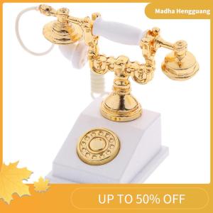 Madha 1:12 Dollhouse Miniature Phone Model Retro Rotary Telephone for Doll Decor