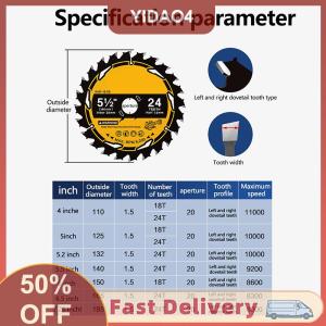 【YIDAO4】 Carbide Thông Tư Saw Blade Bánh Xe Đĩa Gỗ Cắt Đĩa 110 125 132 140 150 165 185Mm Chế Biến Gỗ Saw Blade Với 18 24 Răng
