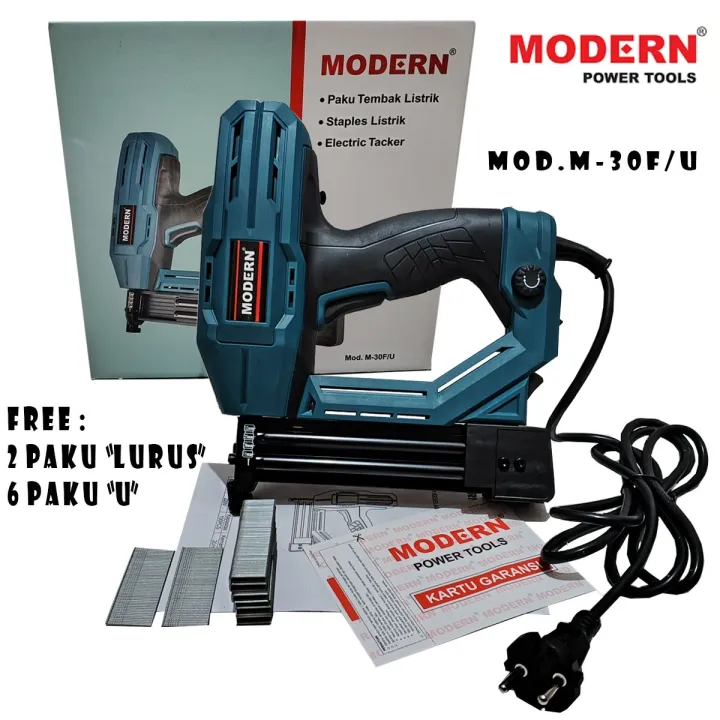 Tacker Modern MODERN M-30F/U Mesin Paku Tembak Listrik Alat Paku Tembak Lurus/U ...