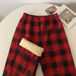 GOOTRADES Y2K Warm Plush Pants Wide-legged Loose Cashmere Thicken Pants Korean Outwear Winter Plaid Trousers Girls