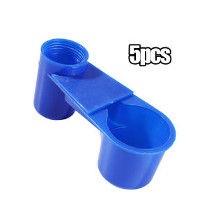 5pcs Plastic Bird Water Drinker Cup Feeder Automatic Drinking Water Bowl White/Blue