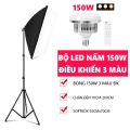 Bộ đèn studio chụp ảnh, Đèn bổ sung phòng phát sóng trực tiếp, Cao 2m Softbox 50x70, Bộ LED 3 màu - Phụ kiện, Vật liệu hộp ánh sáng phản chiếu hạt vải, Điện áp đầu vào: 110-220v. 