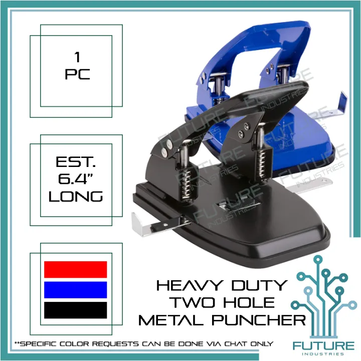 Paper Puncher 2-Hole Heavy Duty Big Size Paper Fastener Two Hole Puncher 2  Hole Puncher Metal Puncher School Use Office Use Black Blue Red [Future  Industries]