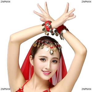 [COD] ZNPNXN 1Pcs Belly Dance Metal Bracelets Belly Dancing Wrist Ankle Cuffs Bracelets Chiffon Belly Dance Accessories