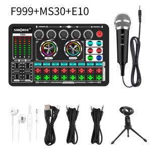 Siborie【COD】F999+MS30+E10 paket lengkap sound card mic Full Set Paket recording lengkap Pengiriman cepat