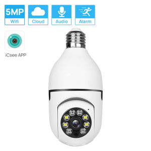 Hamrol iCsee APP 5MP E27 FHD 360 Degree Bulb PTZ WiFi Camera LED & IR Night Vision 2MP Wireless Mini CCTV Security Camera