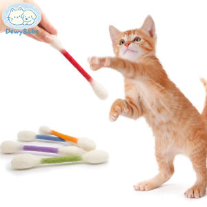 DewyBabe 6PCS Creative Felt Cotton Swabs Cat Toys Lightweight Chew Dental Interactive Kick Stick Teething Soft Kitten Toy Cat Lovers