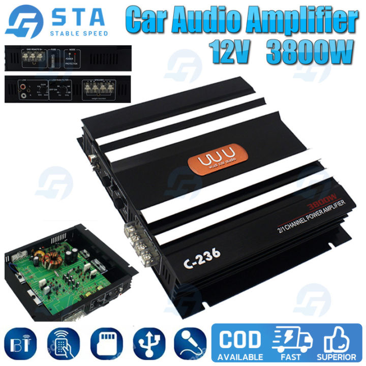 3800W 12V Car Audio Amplifier Channel Powerful Low Pass Filter Bass Car  Amplifier Lazada PH