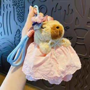 GYYT PP Cotton Capybara Plush Dolls Plushies Doll Leopard Print Skirt Capybara Plush Keychains Plush Keyring Cartoon Animal Kapibala Pendant Keychain Home Party Decor