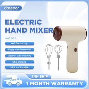 Dreepor Electric Hand Mixer Electric Whisk Mixer for Baking Wireless Beater Hand Mixer 5 Speed Rechargeable Mini Hand Mixer