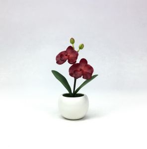 แจกันดอกไม้ปลอมมินิมอล กล้วยไม้สีขาวพร้อมแจกัน