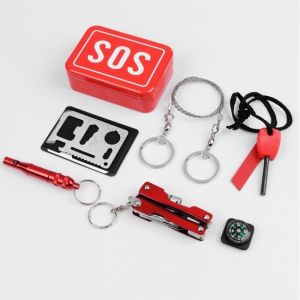 SOS Survival Box Outdoor Survival Tool Portable First Aid Emergency Box Camping Equipment Kit