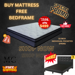 🔥 【SUPER DEAL QUEEN SIZE ONLY】10 Inch Individual Pocketed Spring Mattress FREE Faux Leather Divan Bedframe 7 ( AP )