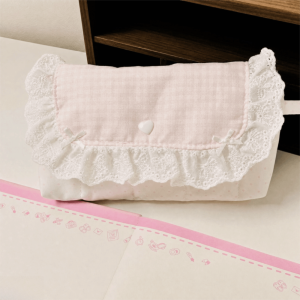 UNDATA Pink Lace Pencil Case Polka Dot Design Large Capacity Pencil Pouch Durable Portable Stationery Bag Students Gift