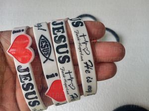 I LOVE JESUS - He is my Everything. Faith Hope Love Baller Wristband DEBOSSED NO CUT END