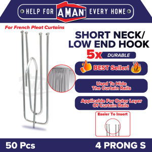 50PCS 10PCS Curtain Pleat Hook Cangkuk Langsir Metal Besi Adjust Hook Single S End 4Prongs Pleat 101 104 French Pleat