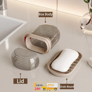 Flip Cover Draining Free-punch Wall Mounted Soap Box Light Luxury Soap Holder Punch-free Soap Box