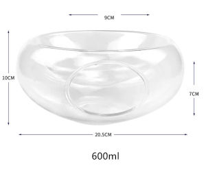 ชามสลัดแก้วโบโรซิลิเกตสูง ชุดอาหารโรงแรมสร้างสรรค์ จานแนวคิดศิลปะน้ำแข็งแห้ง อาหารโมเลกุล