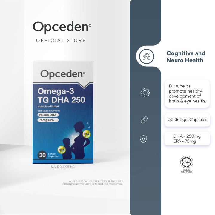 Opceden Omega3 TG DHA 250 (500mg x 30's) Brain & Memory Health Lazada