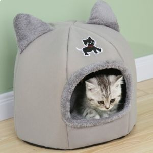 OUTOPEN Cartoon Winter Cat Nest Warm Semi-Closed Pet Sleeping Basket Universal Cozy Dog Kennel Home Decor